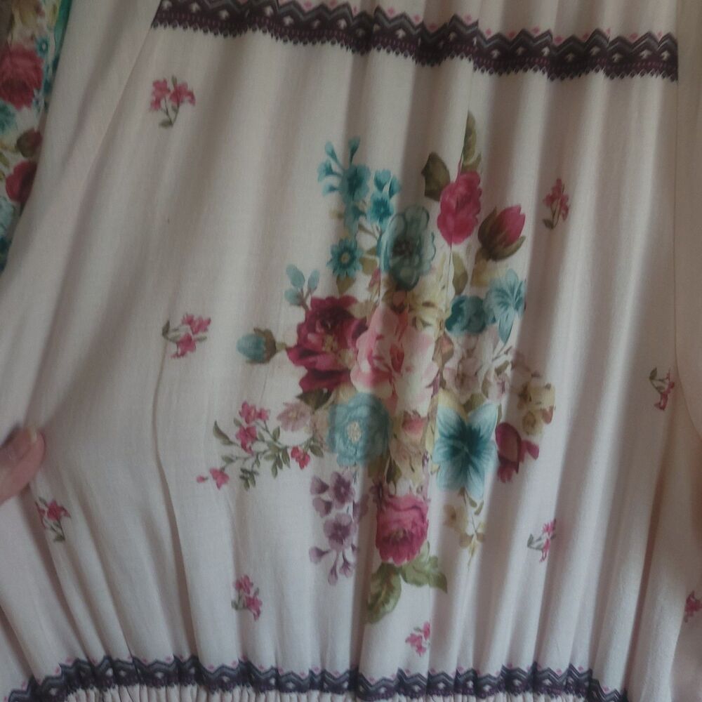 Anthropologie The Somerset Puff-Sleeve Maxi Dress Lg Peasant Boho Cottagecore - Picture 9 of 15